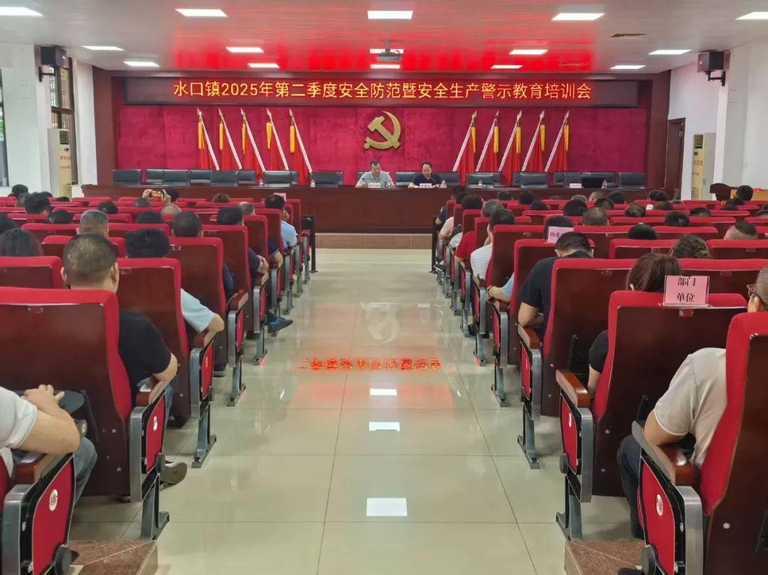 壓實(shí)安全責(zé)任 守護(hù)平安發(fā)展丨水口鎮(zhèn)召開2025年第二季度安全防范工作暨安全生產(chǎn)警示教育培訓(xùn)會